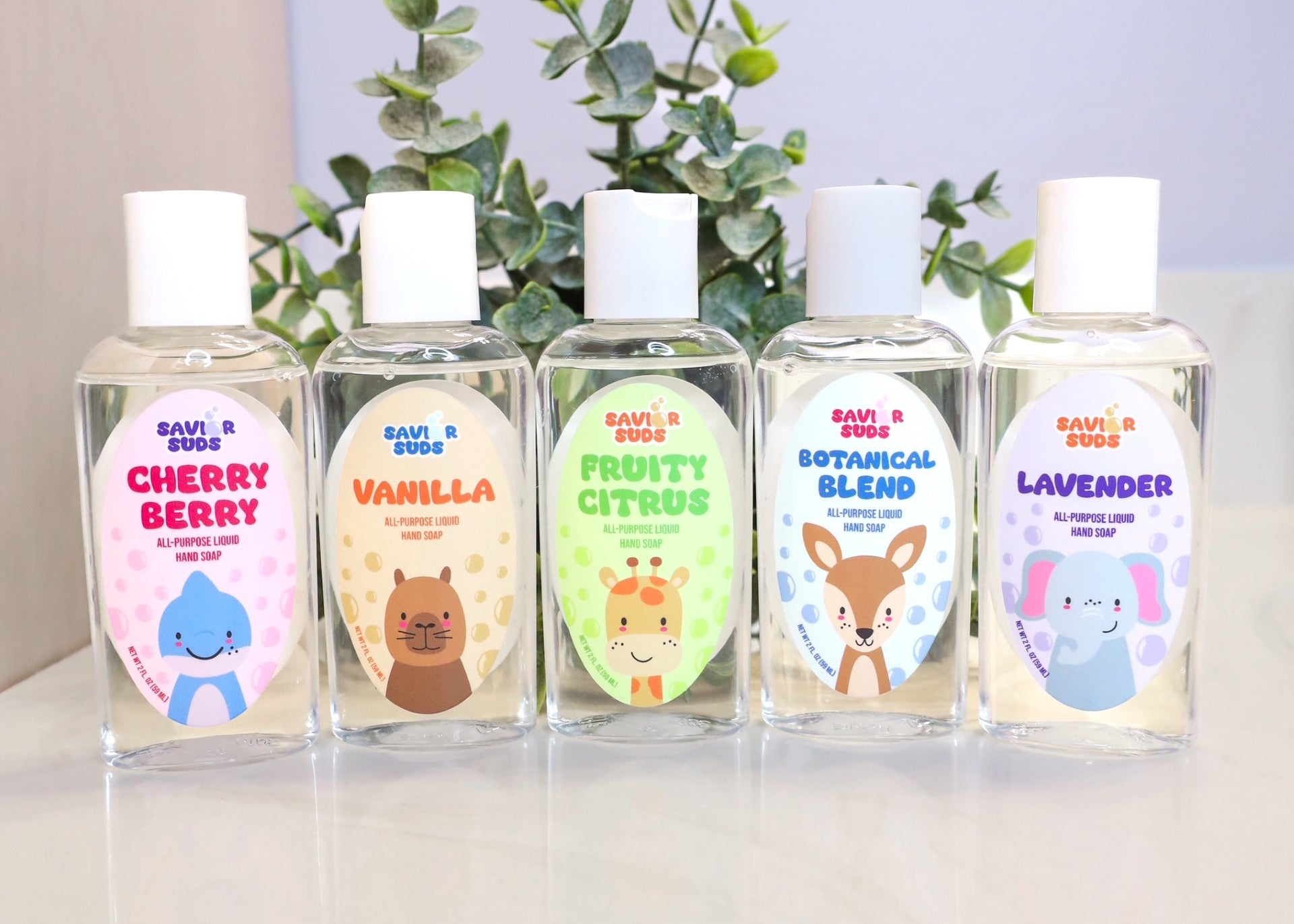 Savior Suds Zoo Friends 5-scent hand soap collection box