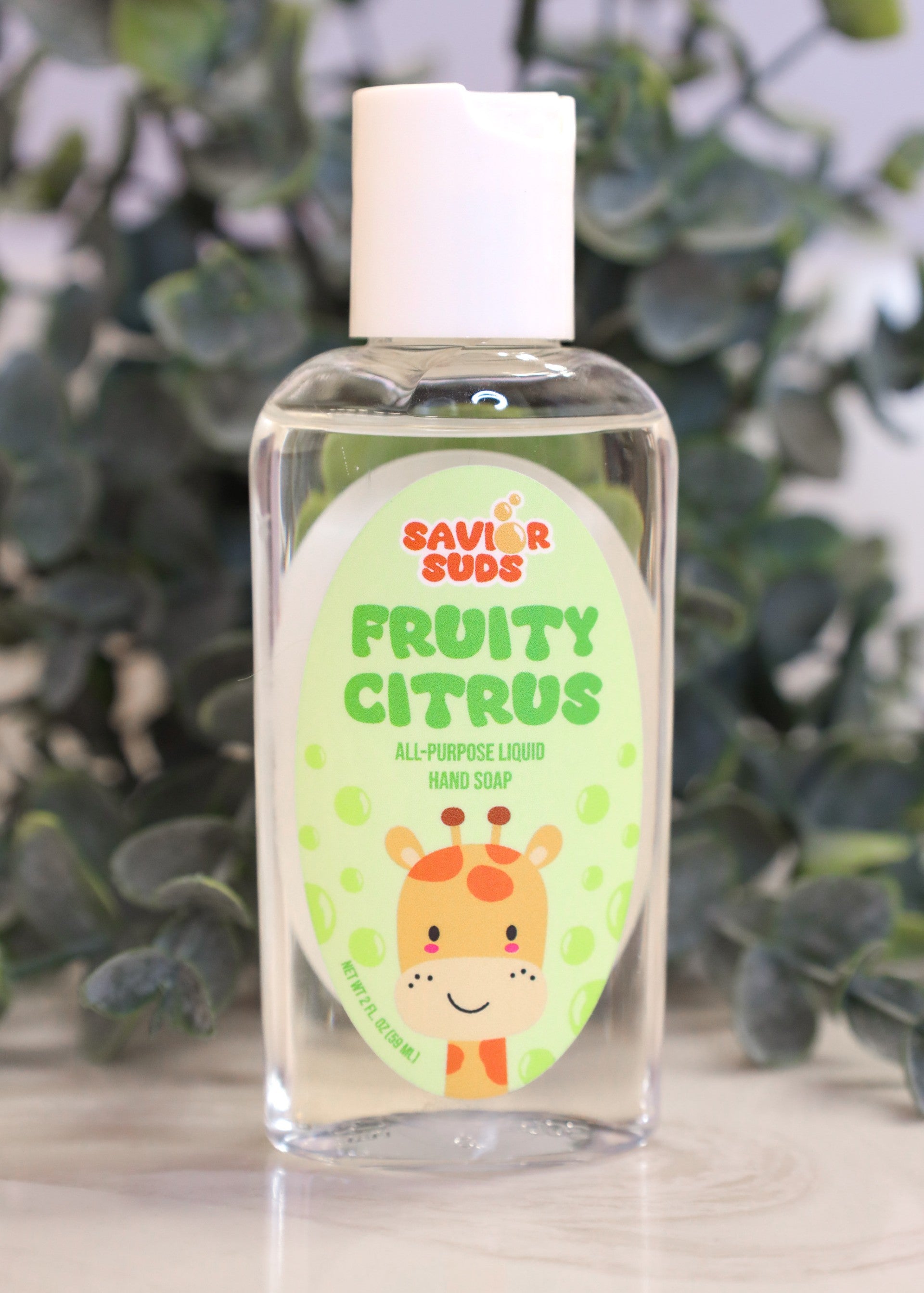 Savior Suds Fruity Citrus natural hand soap, 2oz travel size