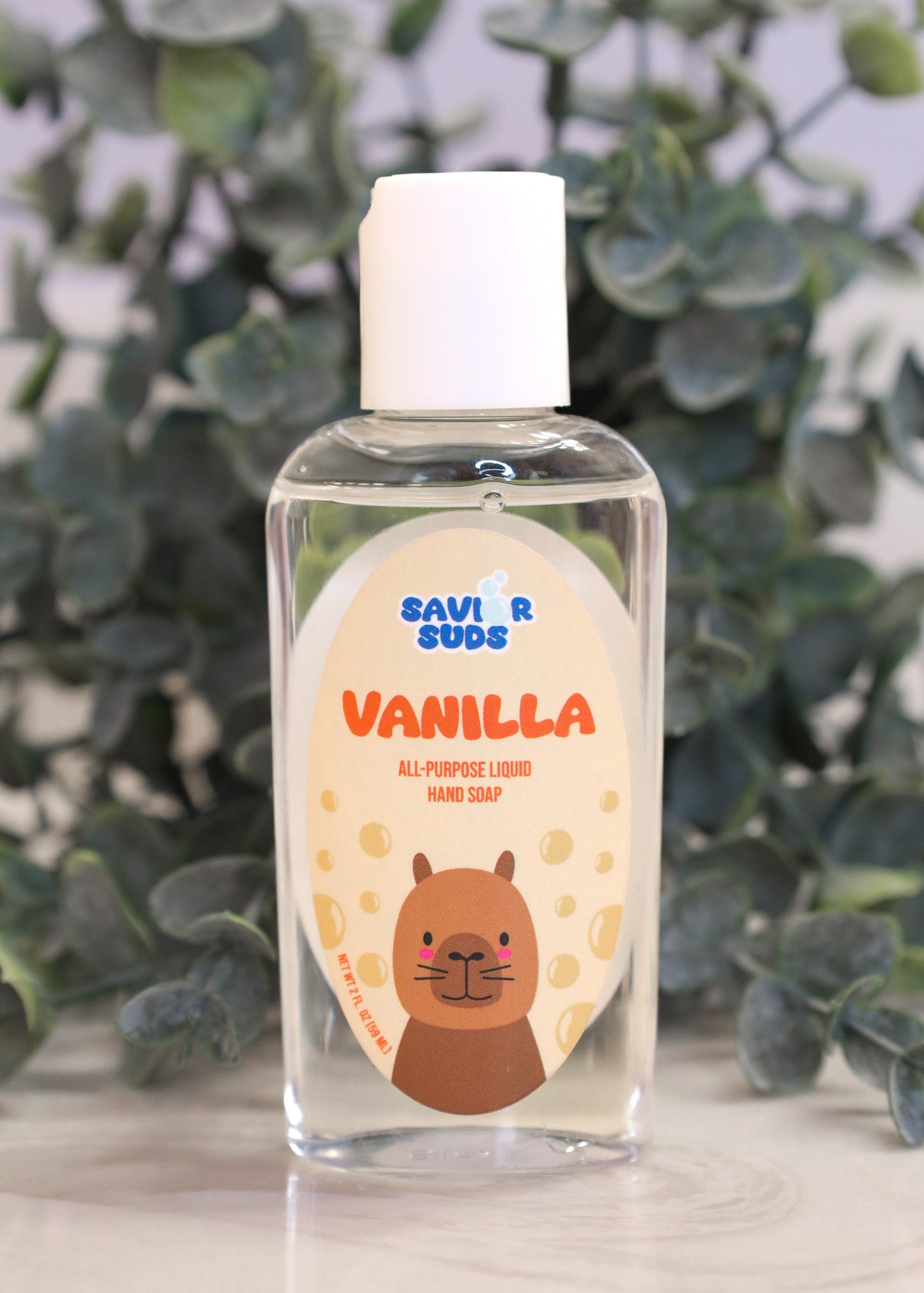 Savior Suds Vanilla plant-based hand soap, 2oz travel size